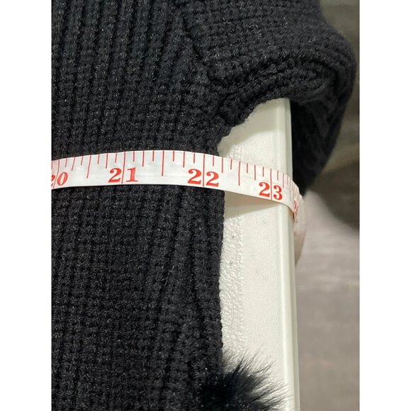 Adrienne Landau Onyx Black Faux Fur Knit Cardigan Sweater Long Sleeve Large NWT - Picture 6 of 7